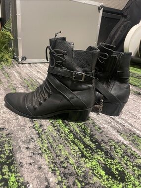 Modern Vice Black Lace-Up Ankle Boots with Buckle Detail - Women
